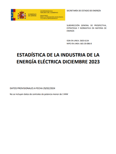 Estadística de la Industria de Energía Eléctrica  diciembre mensual 2023